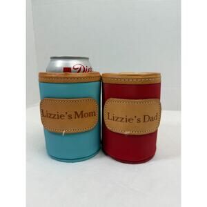 Set Of 2 Jon Hart Koozie Can Holder Red and Blue Monogrammed Lizzie's Mom/Dad